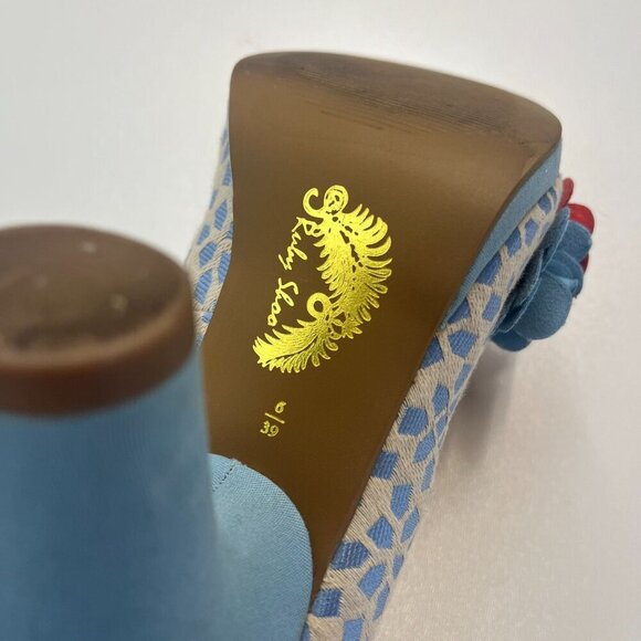 Ruby Shoo Pumps Funky Floral Embellished Heels Ladies size 6 Blue Cottage Core - Picture 7 of 8